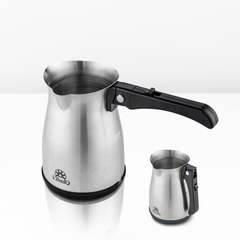 Turkish Coffee Pot - Stainless Steel, 120V, 1 to 4 Cup Capacity with Foldable Handle for Home & Travel