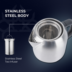 ETHNIQ TeaVibe Electric Turkish Tea Maker - Stainless Steel 120V Double Pot Kettle & Infuser