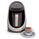 ETHNIQ Turkish Coffee Maker - 120V, 1 to 4 Cup Capacity - Black/Silver