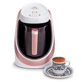ETHNIQ Turkish Coffee Maker - 120V, 1 to 4 Cup Capacity - White/Rose Gold