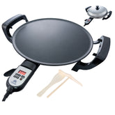 ETHNIQ 16" Electric Griddle for Injera Crepe, Lefse, Mogogo, Mitad, Pancake Maker - Adjustable Heat Control with Digital Screen - Non-Stackable Surface - Even Heat Distribution
