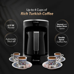 Ceremona Turkish Coffee Maker - 1 to 4 Cup Brewing Capacity -  Black