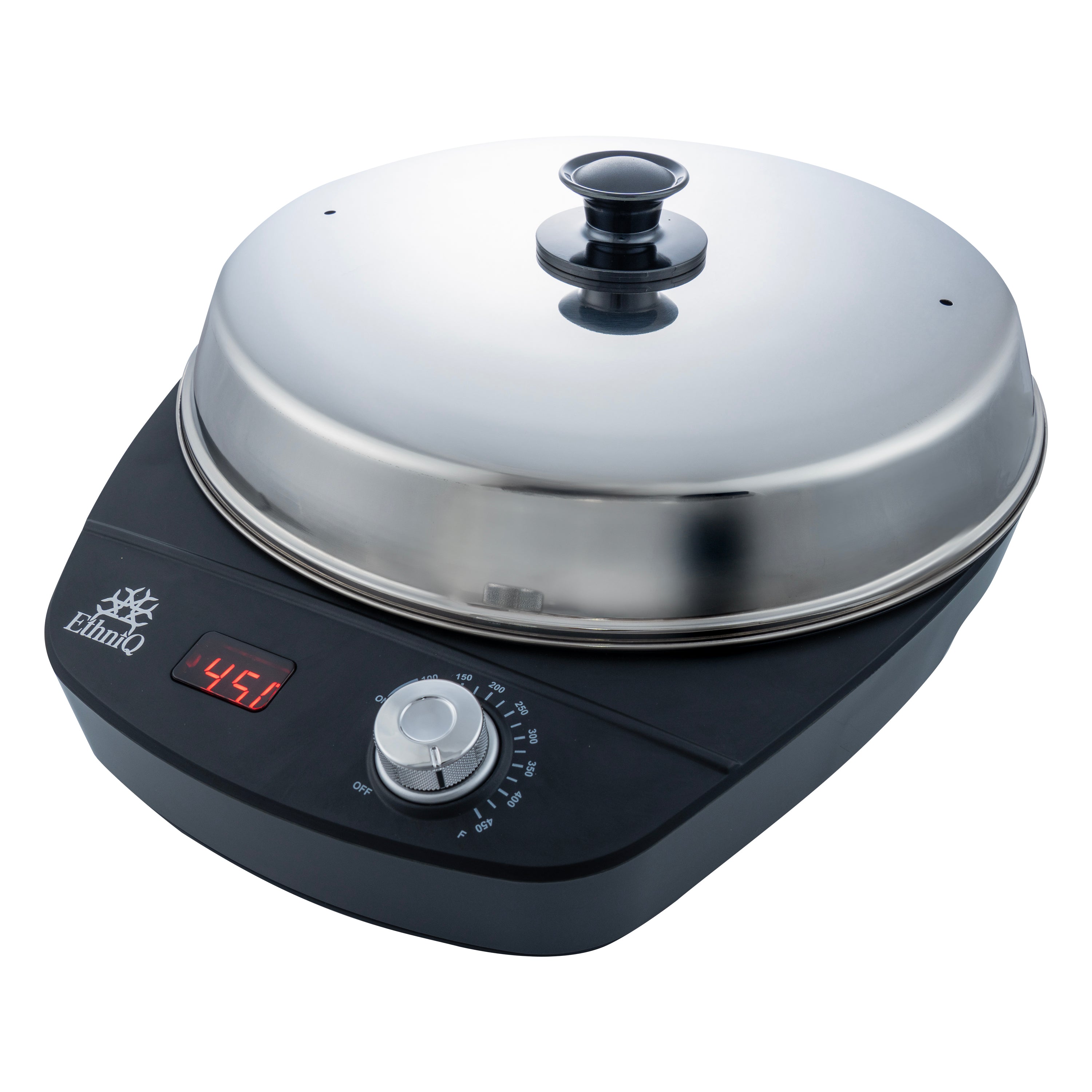 ETHNIQ 16" Electric Injera Maker - Griddle for Crepe, Lefse, Mogogo, Mitad, Pancake - Adjustable Heat Control with Digital Screen - Non-Stackable Surface - Even Heat Distribution