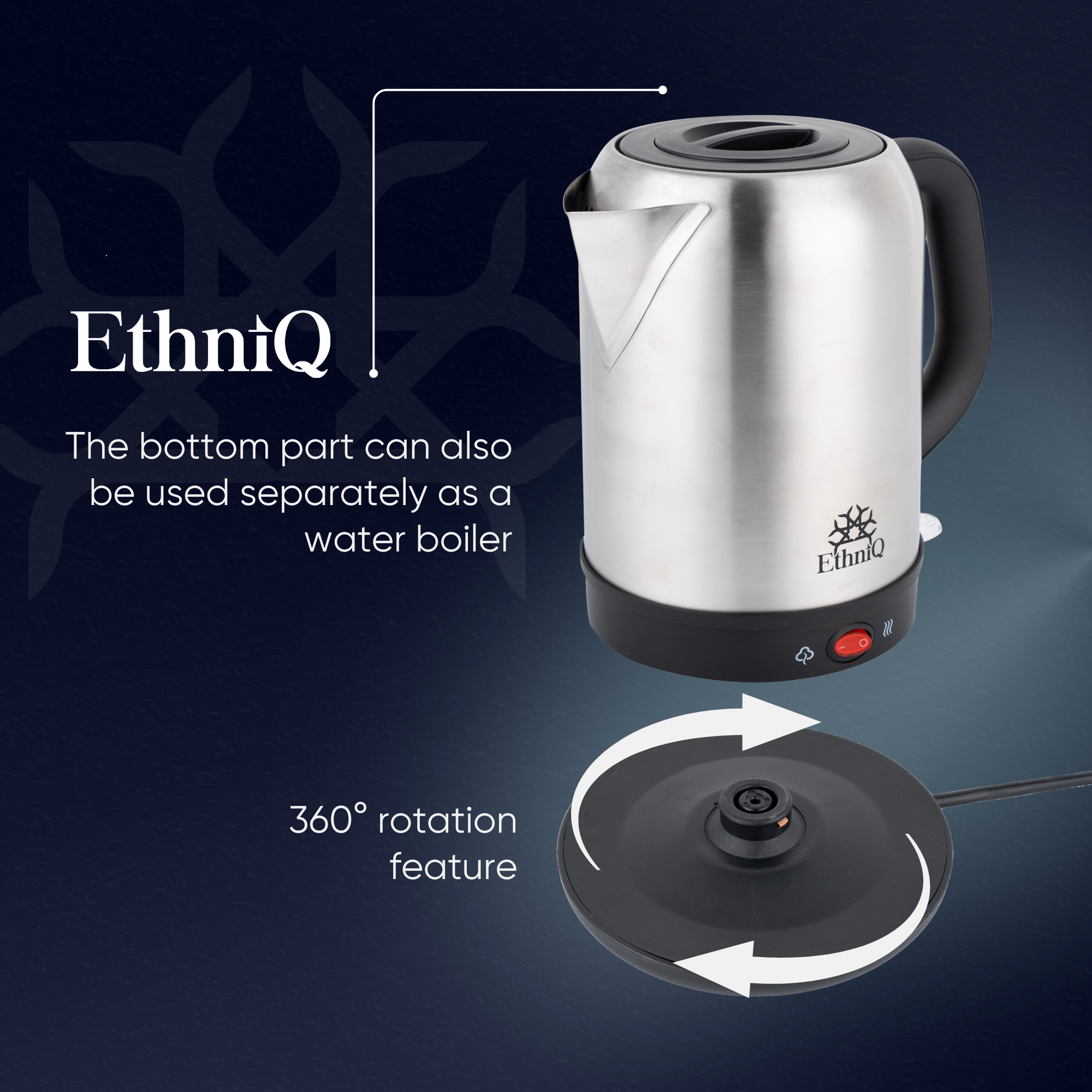 ETHNIQ TeaVibe Electric Turkish Tea Maker - Stainless Steel 120V Double Pot Kettle & Infuser