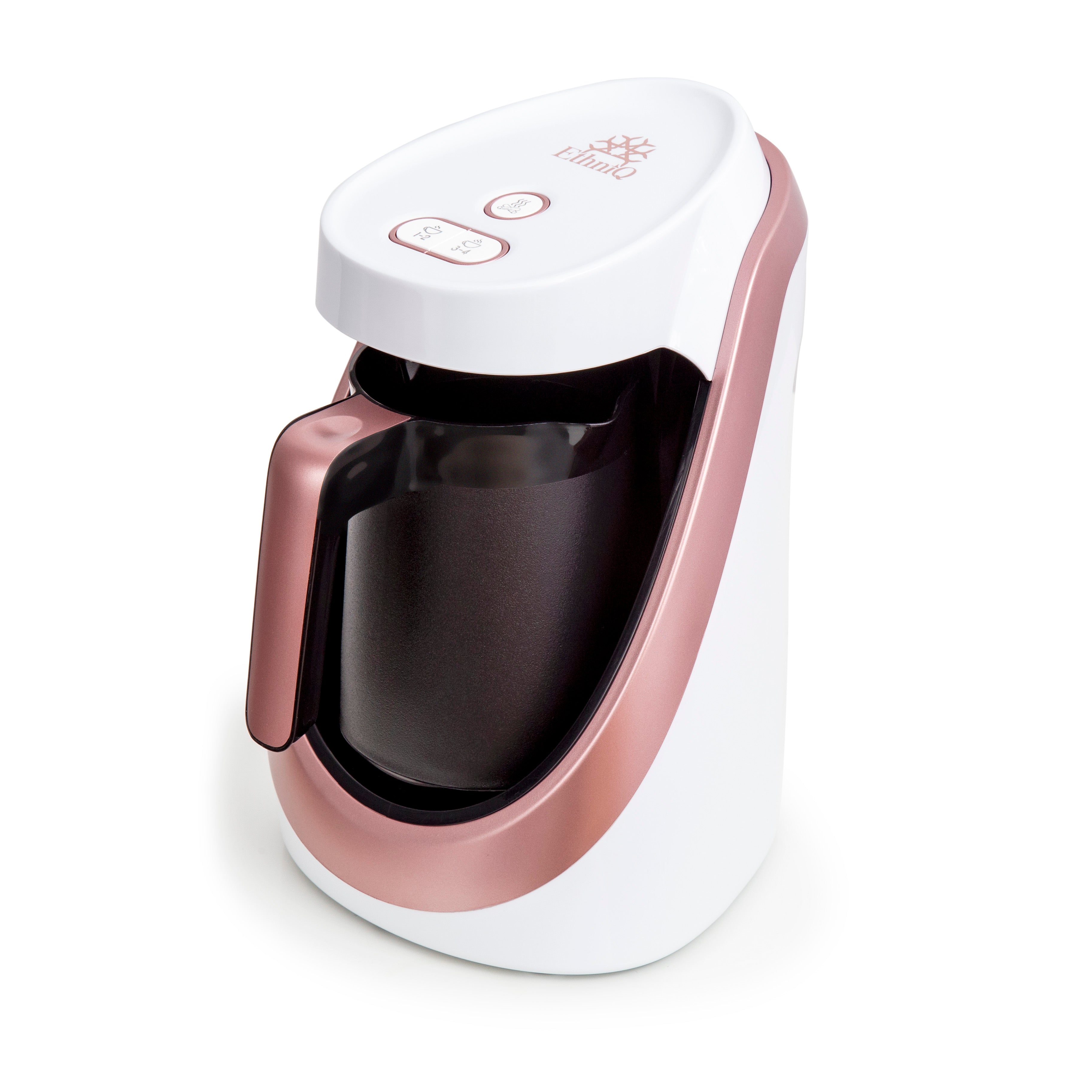 ETHNIQ Turkish Coffee Maker - 120V, 1 to 4 Cup Capacity - White/Rose Gold