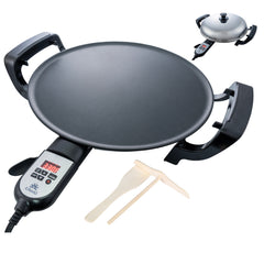 ETHNIQ 16" Electric Griddle for Injera Crepe, Lefse, Mogogo, Mitad, Pancake Maker - Adjustable Heat Control with Digital Screen - Non-Stackable Surface - Even Heat Distribution