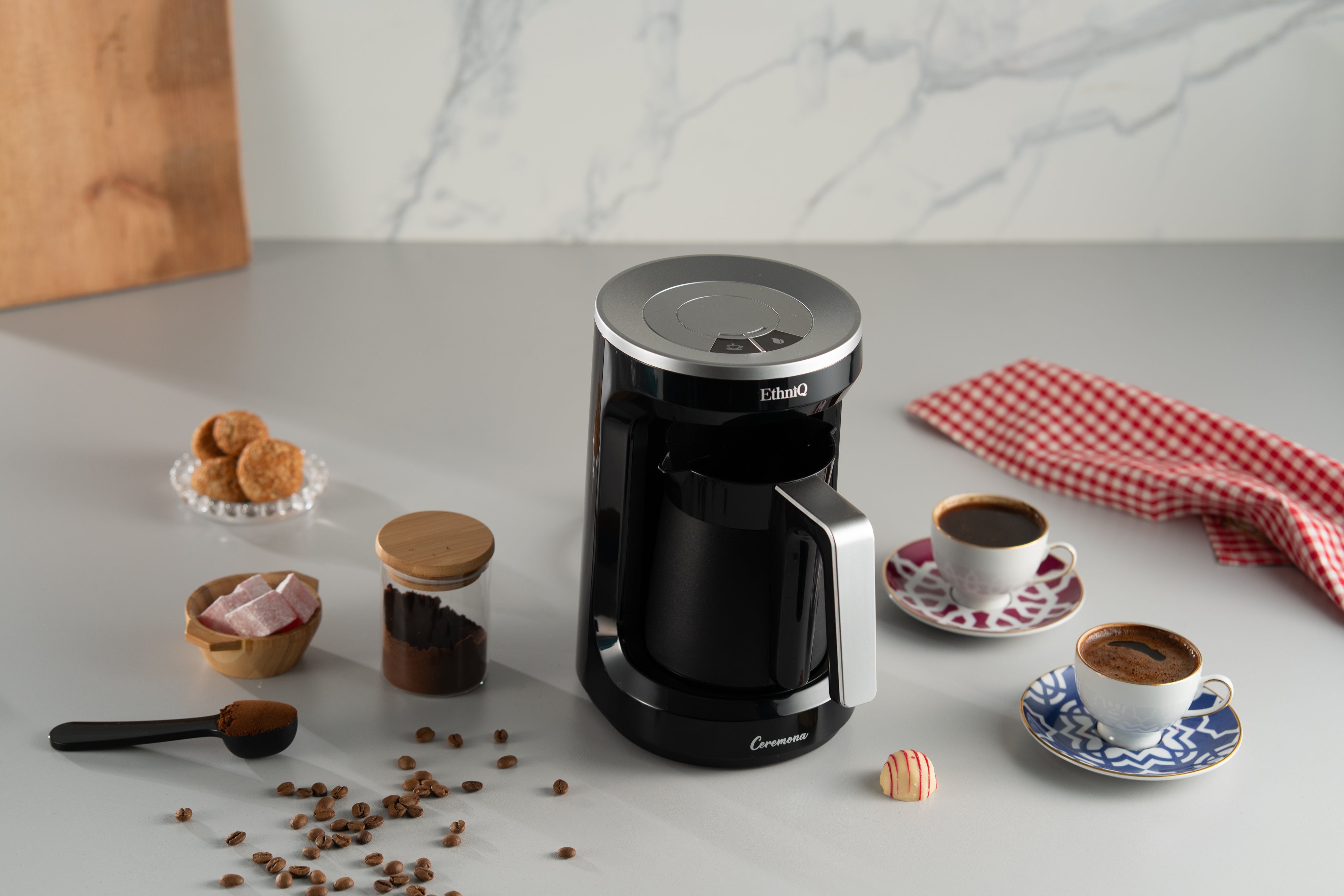 Ceremona Turkish Coffee Maker - 1 to 4 Cup Brewing Capacity -  Black