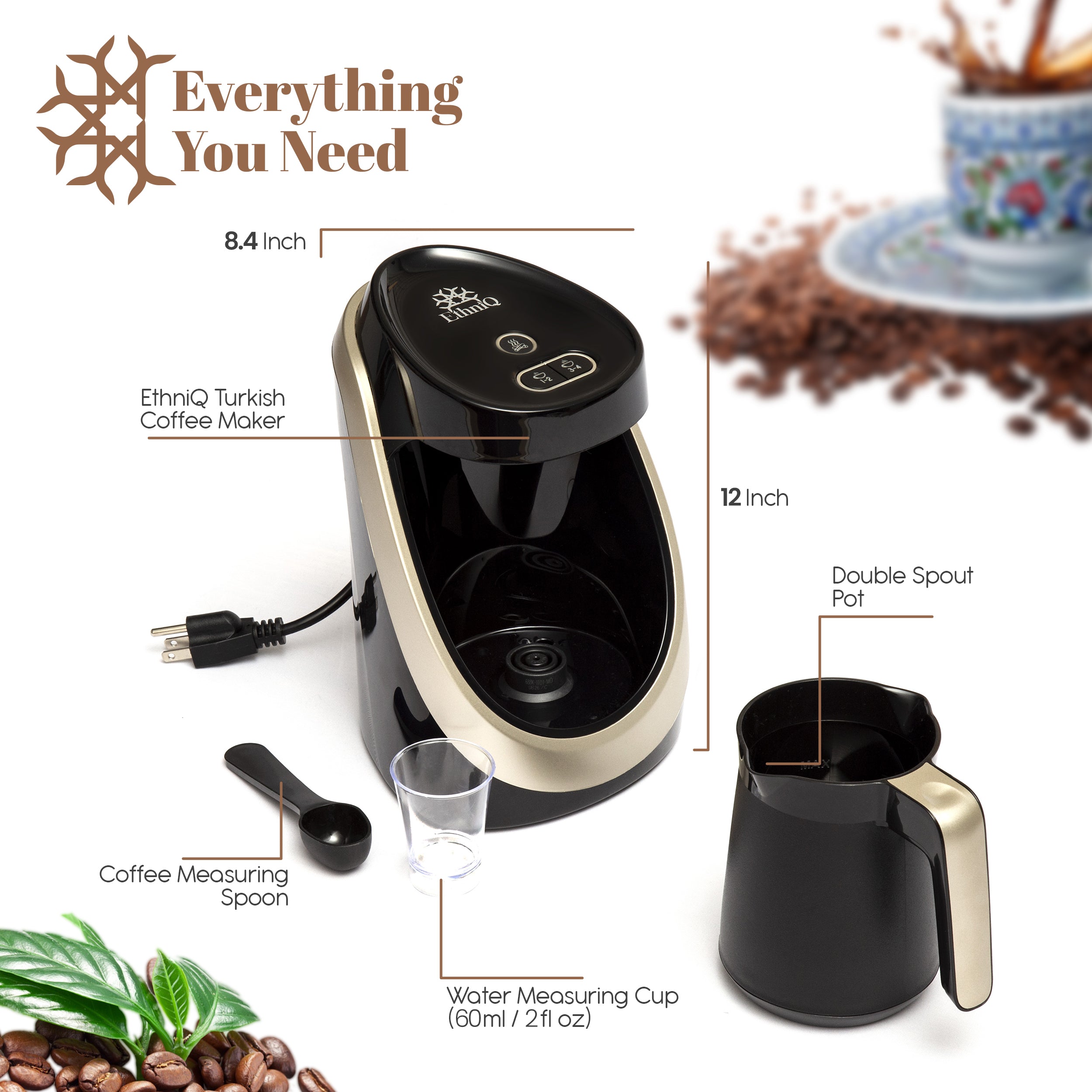 Any Morning Turkish Coffee Maker Automatic Turkish/Greek Coffee Machine  1-4-Cup Turkish Coffee Pot Low-Watt Coffee Maker with Overflow＿並行輸入 